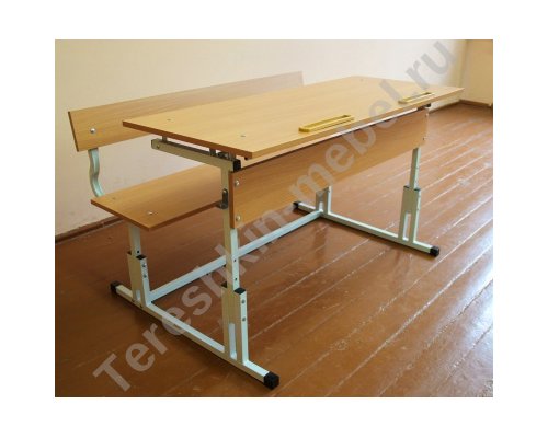 Парта моноблок двухместный регулируемый по высоте со скамьей