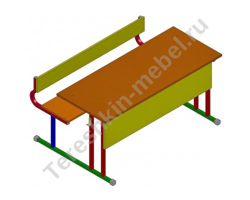 Парта моноблок двухместный регулируемый по высоте со скамьей