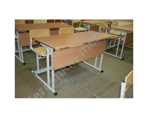Парта моноблок ученический разноростовой с регулируемым углом наклона столешницы