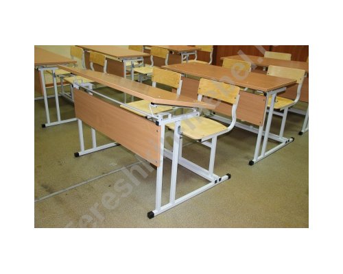 Парта моноблок ученический разноростовой с регулируемым углом наклона столешницы