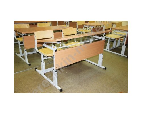 Парта моноблок ученический регулируемый по высоте и углом наклона столешницы