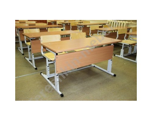 Парта моноблок ученический регулируемый по высоте и углом наклона столешницы