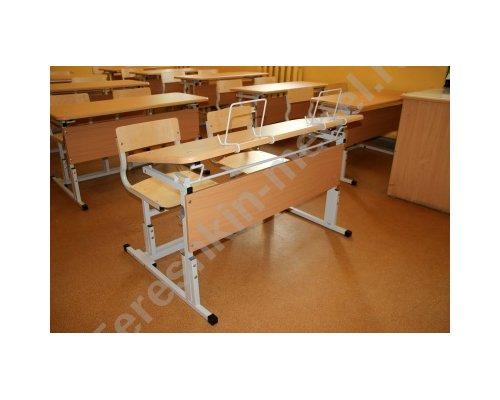 Парта моноблок ученический регулируемый по высоте и углом наклона столешницы