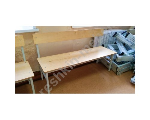 Скамья на металлокаркасе со спинкой фанера