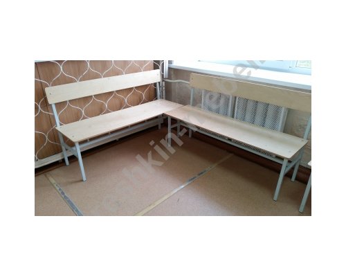 Скамья на металлокаркасе со спинкой фанера