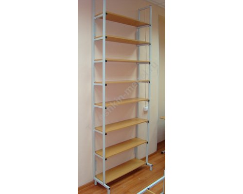 Стеллаж односторонний на металлокаркасе с горизонтальными полками