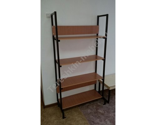 Стеллаж односторонний на металлокаркасе с горизонтальными полками