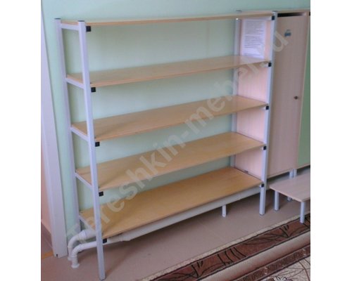 Стеллаж под обувь на металлокаркасе, фанера лакированная