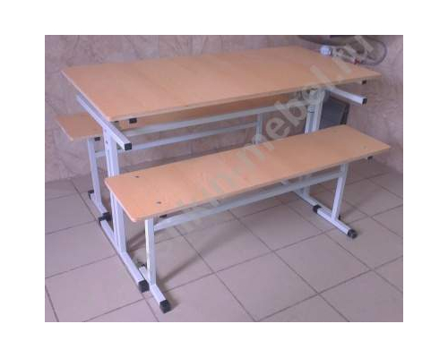 Стол обеденный зоны 4-х местный для школьной столовой под скамью