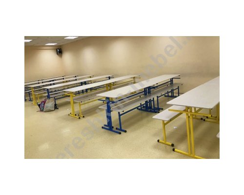 Стол обеденный зоны шестиместный под скамью со столешницей МДФ