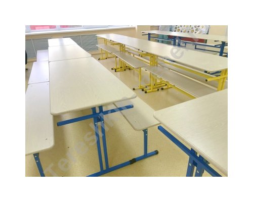 Стол обеденный зоны шестиместный под скамью со столешницей МДФ