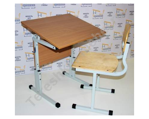 Стол ученический одноместный регулируемый по высоте и углу налона столешницы №1-3 №2-4 №3-5 №4-6 Парта трансформер с наклоном ТИП 2